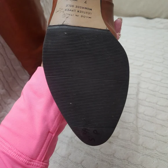 Elegant Brown Leather Knee-High Boots.made In Itali.7 W. - Picture 8 of 12